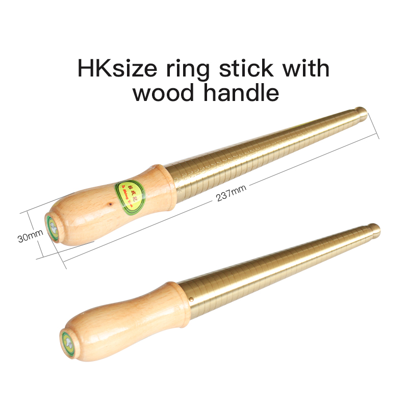 HK Size Ring Stick with Wood Handle Jewelry Tools Ring Sizer